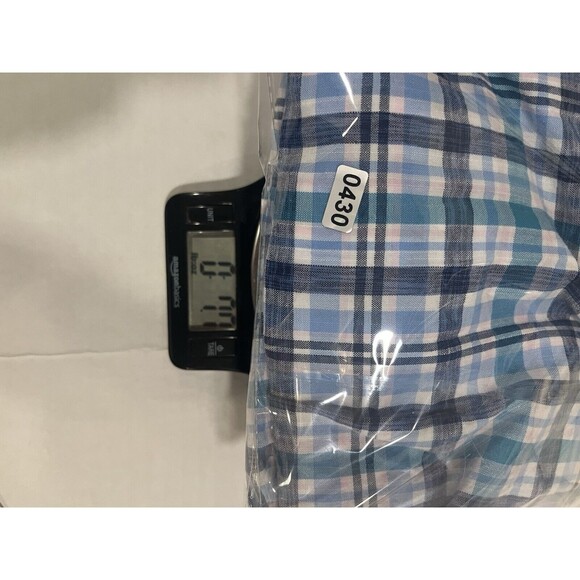 Izod Saltwater Short Sleeve Button Up Shirt Mens XXL Blue White Plaid Cotton - Picture 11 of 11